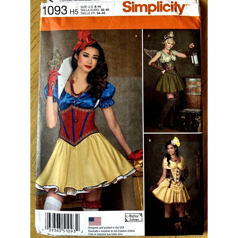 Steampunk Fairy Costume Sewing Pattern Cosplay Corset Skirt 6-14 Simplicity 1093
